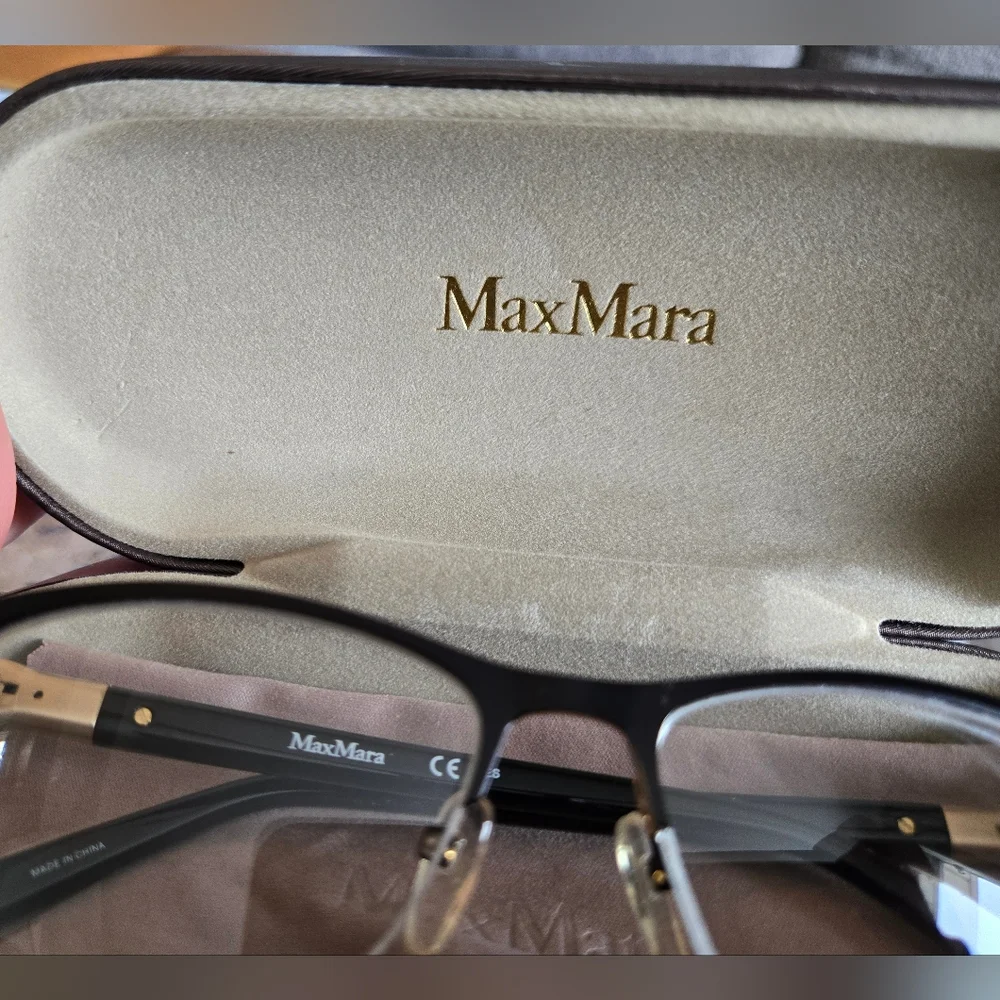 MaxMara•  Womens MM1236 Black W/ Gold Features Prescription Eyeglasses With Case